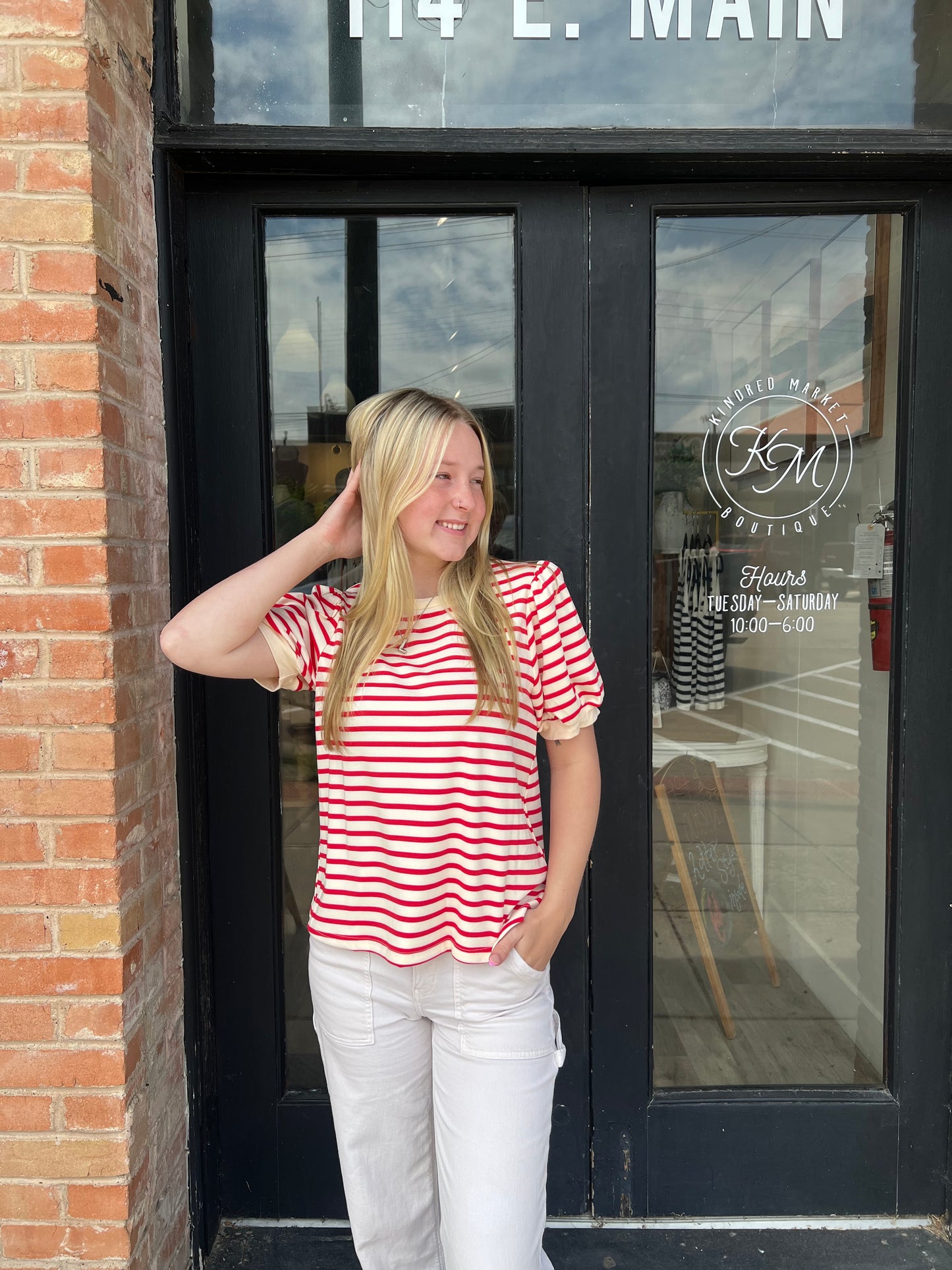 Divina Red Stripe Top