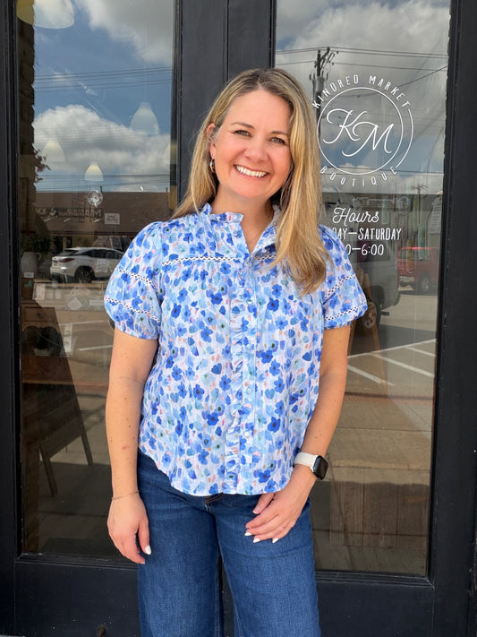 Ashlyn Floral Blue Top