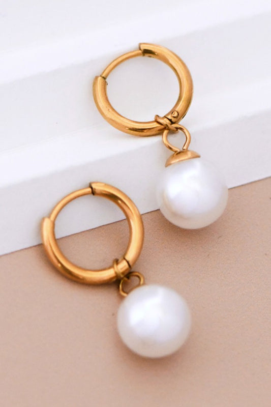 Gold Pearl Drop Earrings- Non-Tarnish