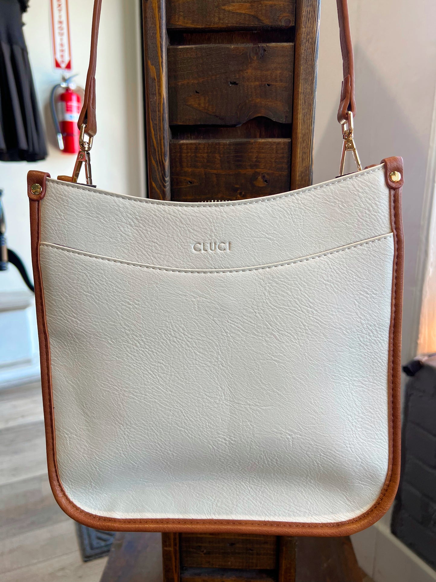 Creme and Brown Leather Purse