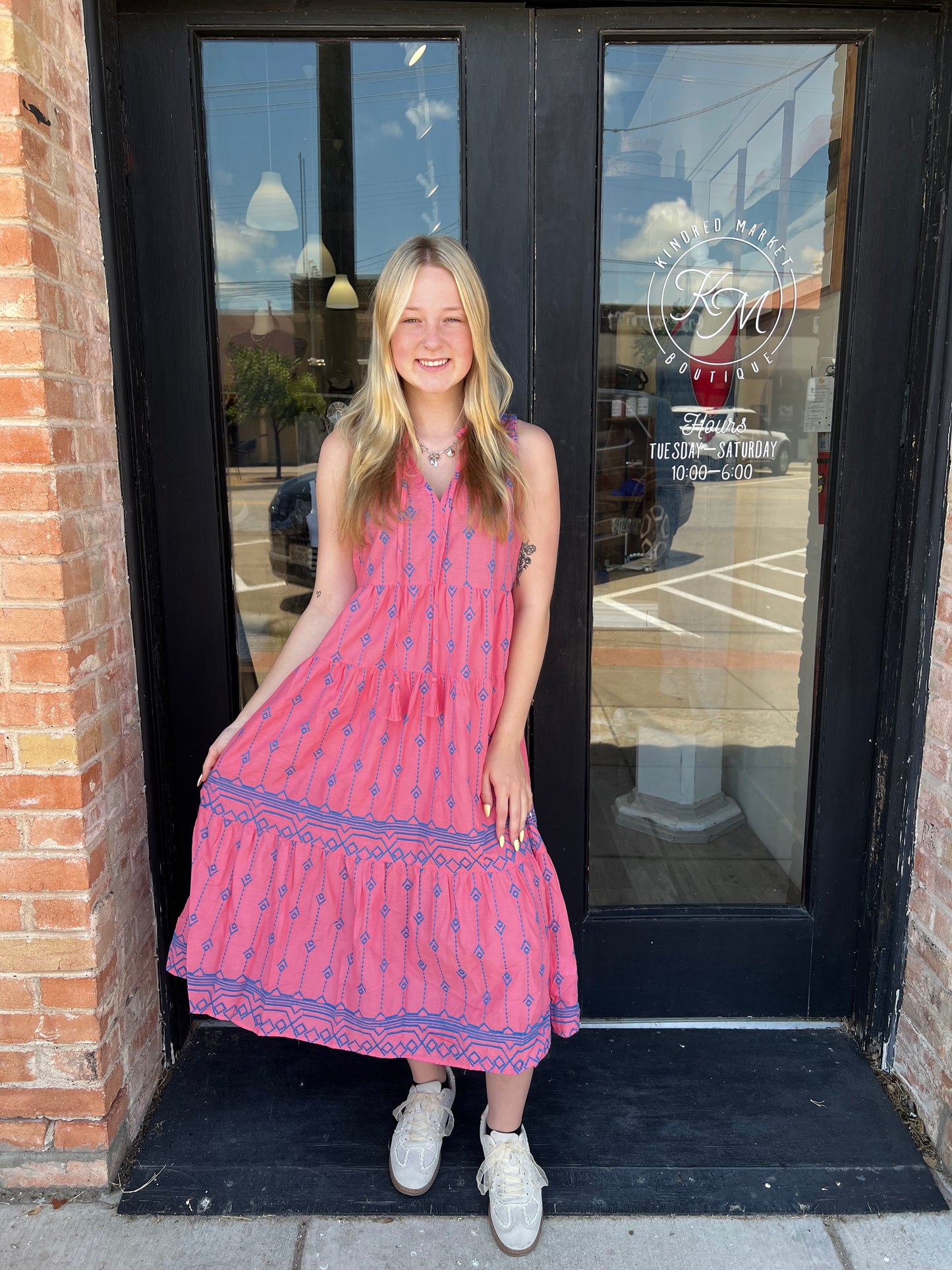 Bonnie Bubblegum Pink Embroidered Maxi Dress