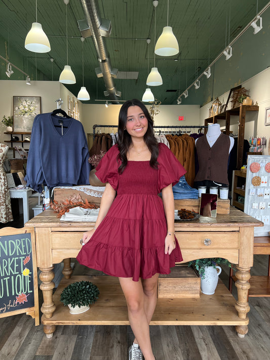 Dahlia Red Tiered Mini Dress