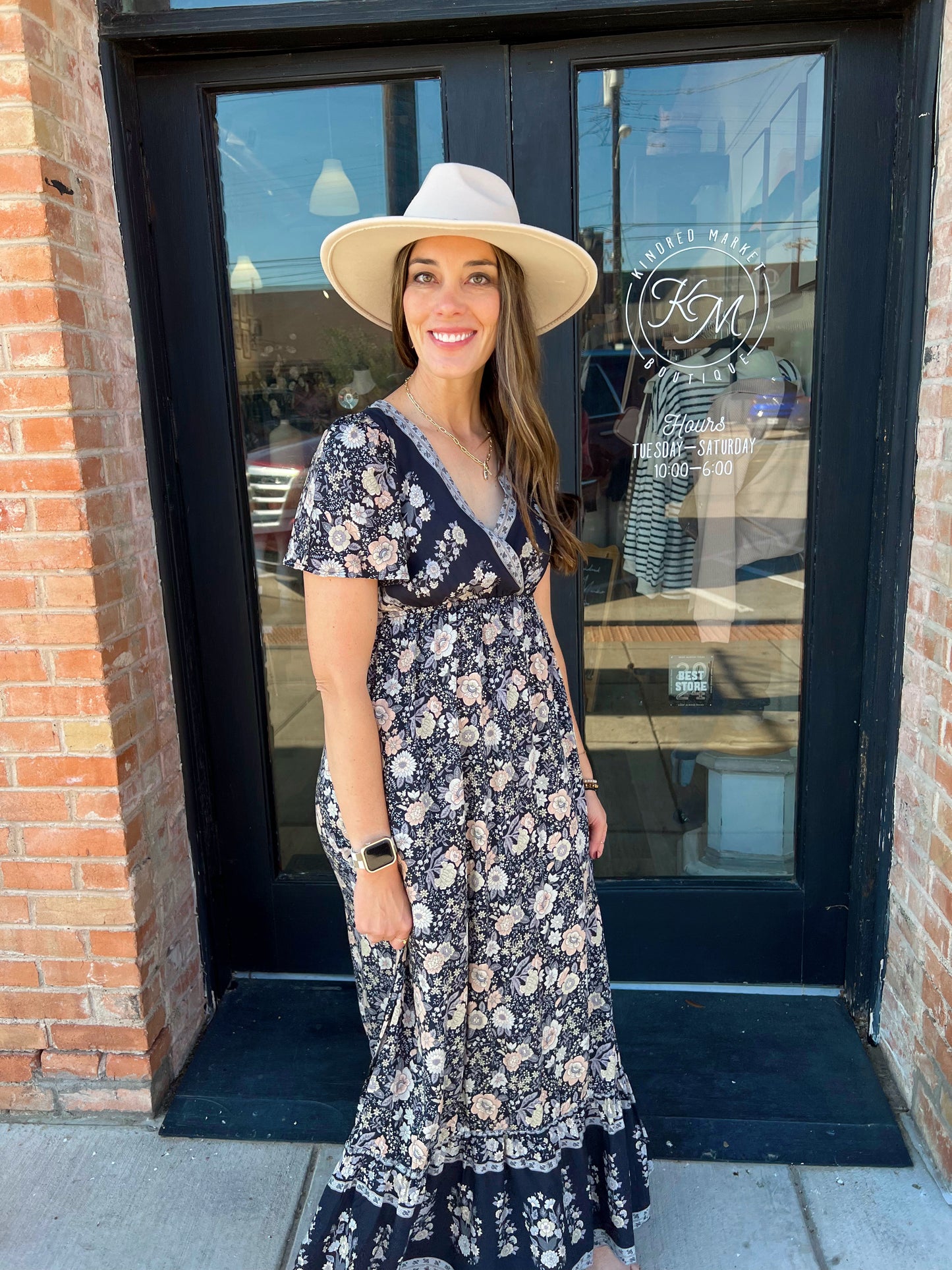 Laura Black & Muted Pastel Floral Maxi Dress