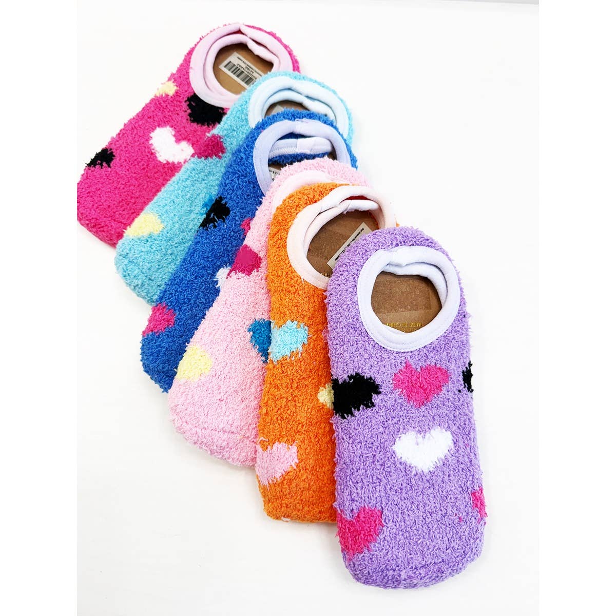 Heart Printed Soft Fuzzy Winter Slip On Socks