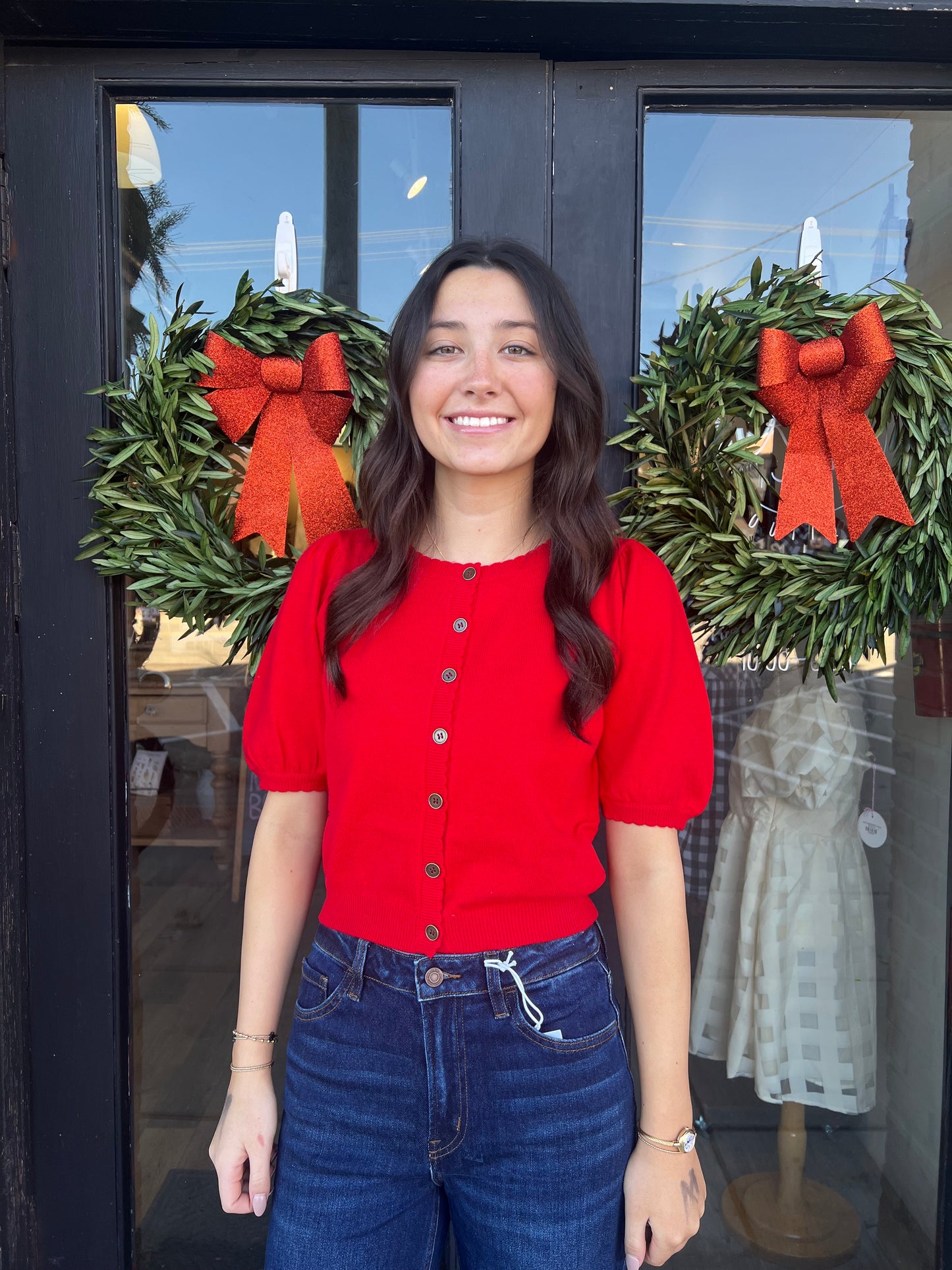 Ruby Red Short Sleeve Cardigan