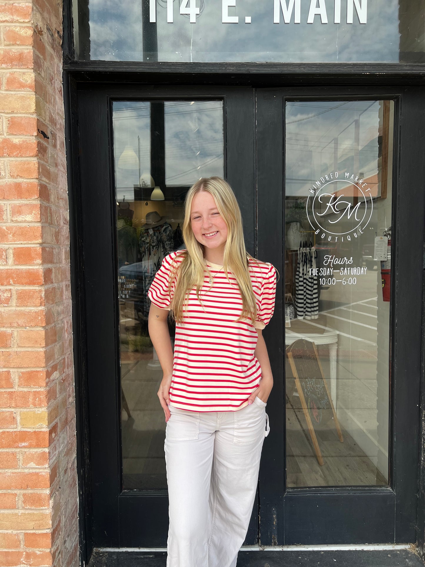 Divina Red Stripe Top