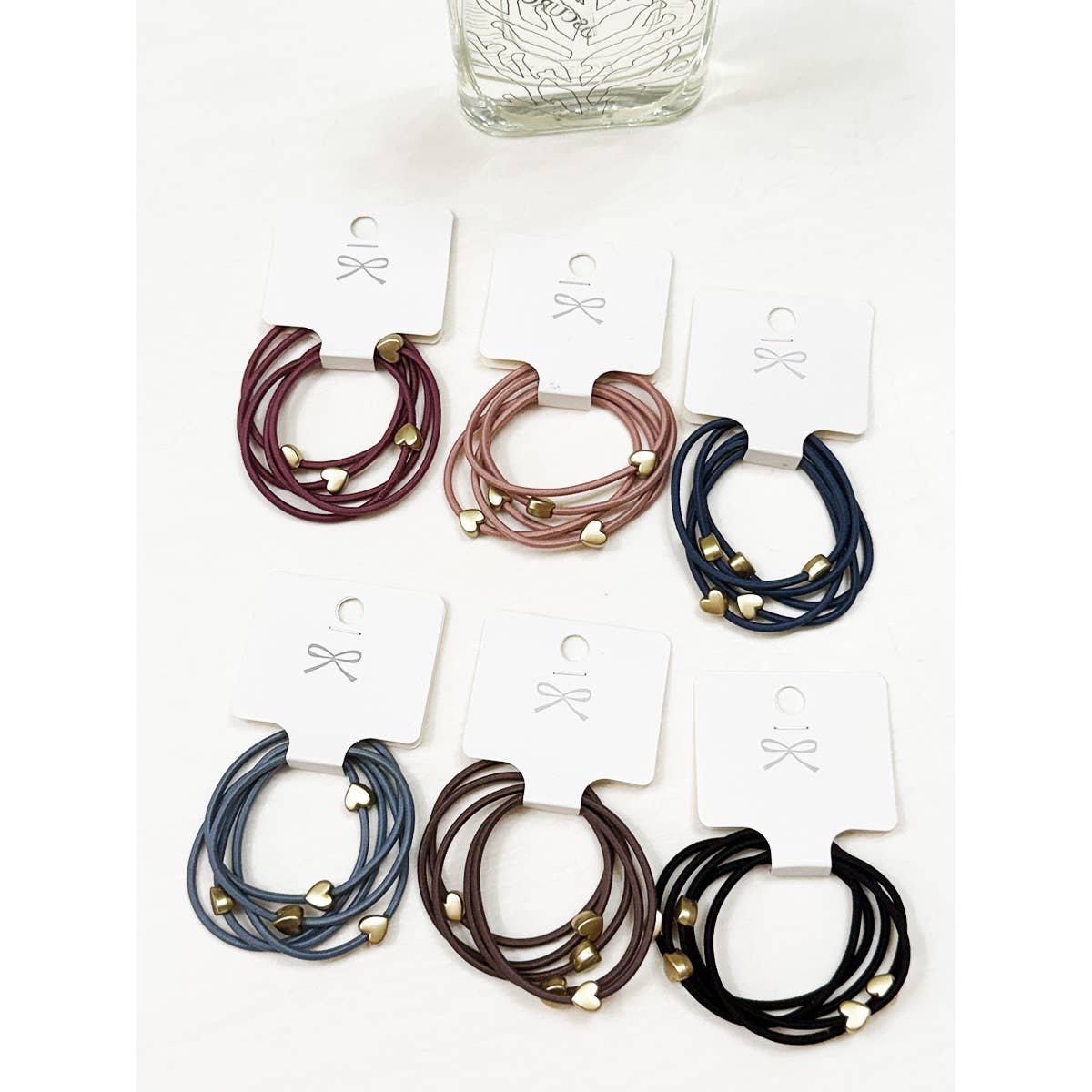 Love and Repeat Heart Beaded Basic Hair Tie Set