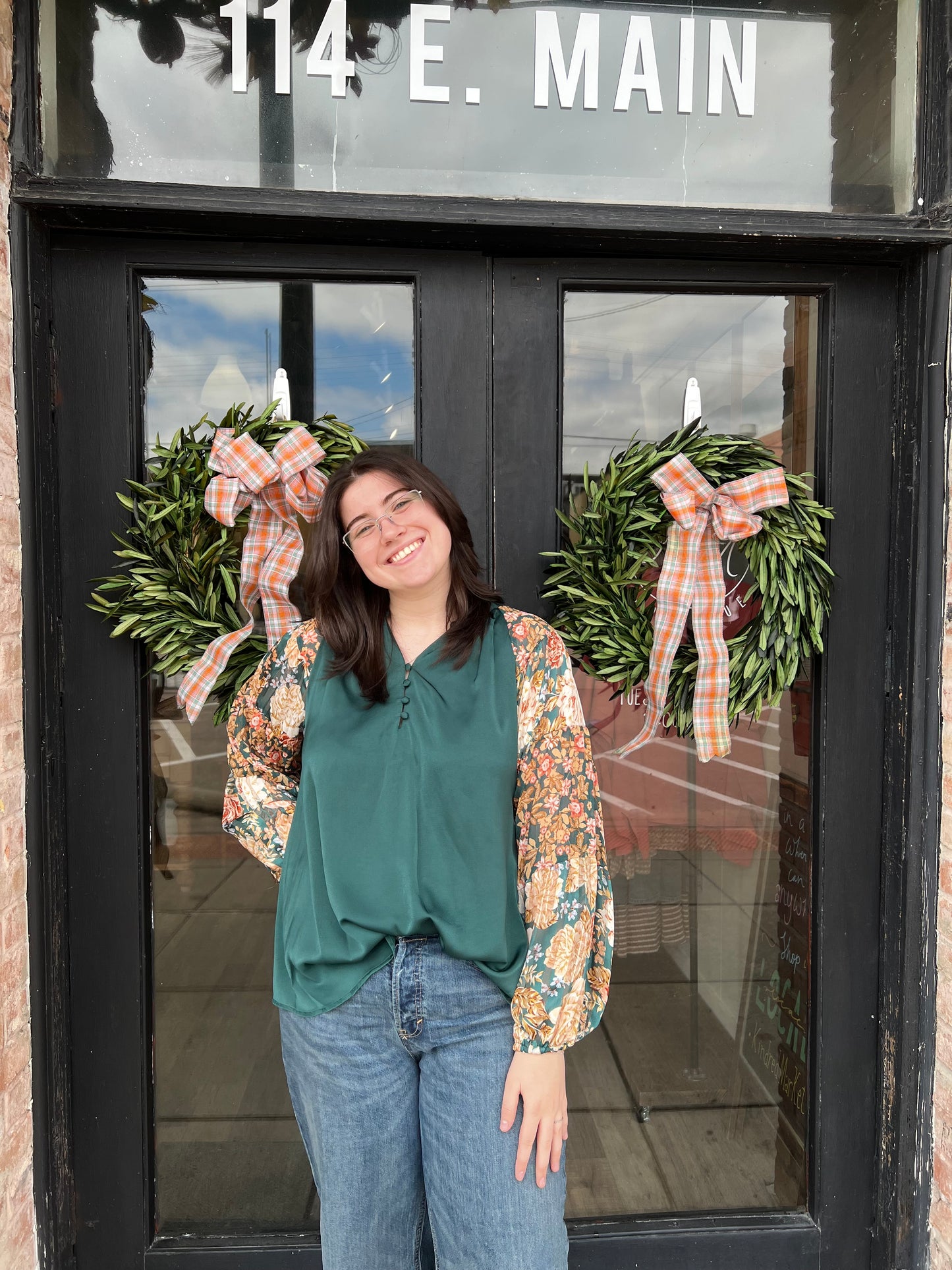 Elizabeth Green Floral Blouse