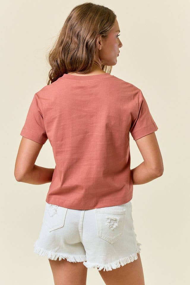 SHORT SLEEVE COWGIRL EMBROIDERED CROP TOP