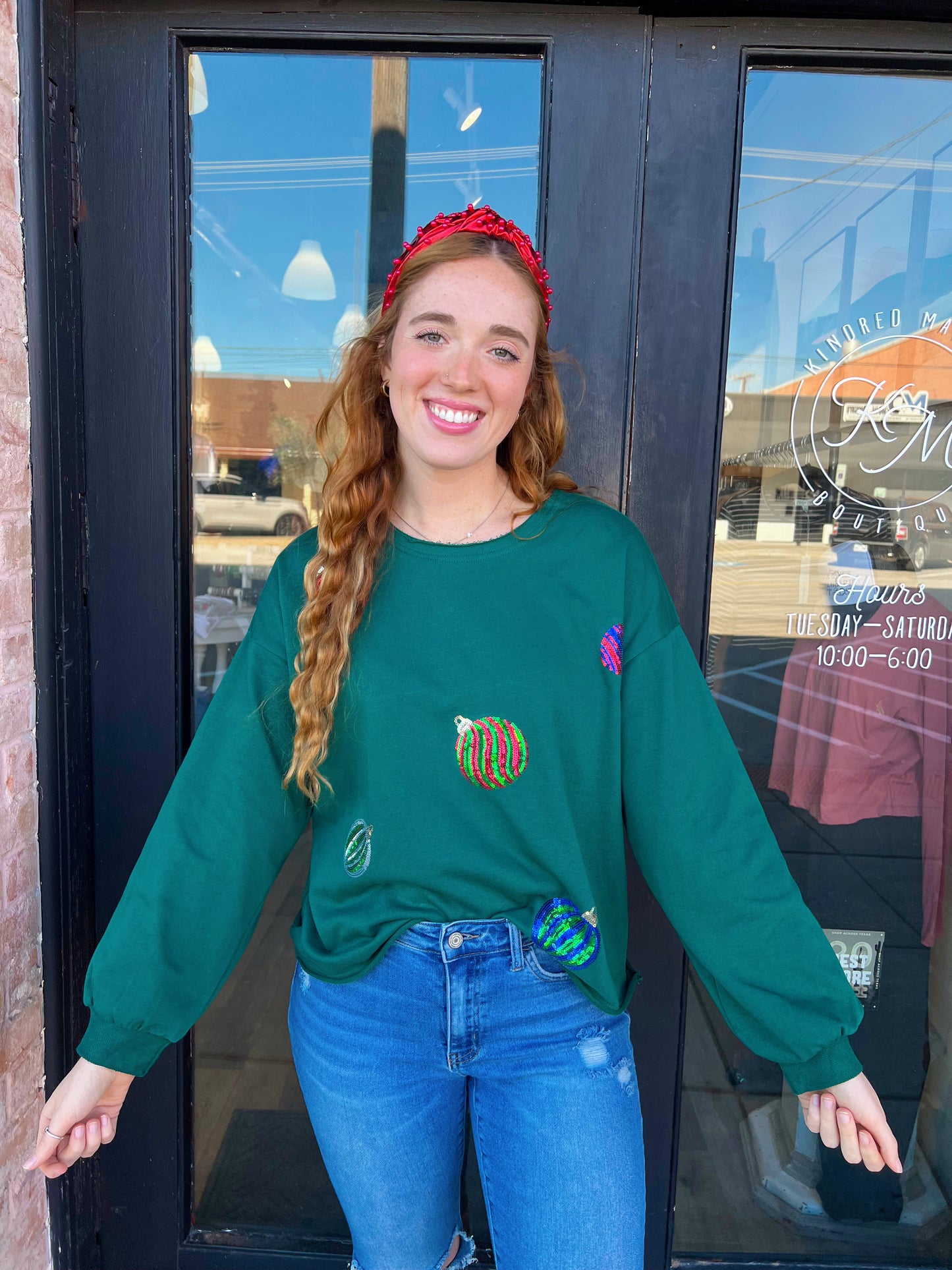 Asha Green Ornament Crewneck