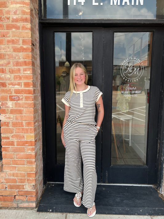 Haley Stripe Wide Leg Lounge Pants