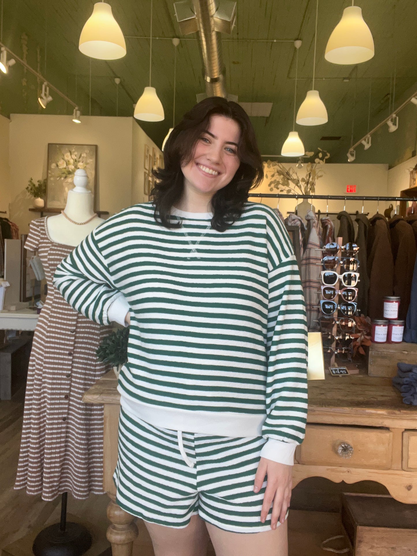 Talia Stripe Lounge Shorts - Set Bottoms