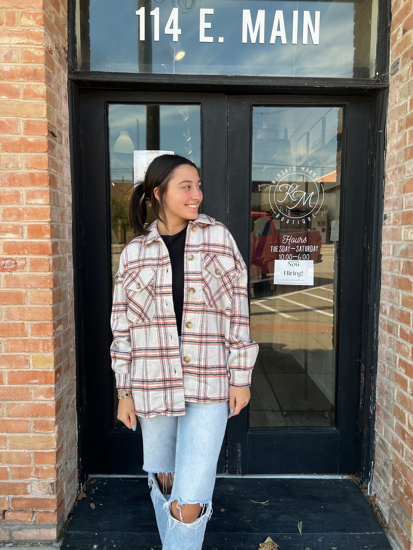Shayla Beige Flannel Shacket
