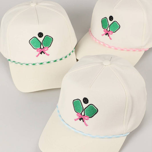 Pickleball Pad Ball Ribbon Embroidery Trucker Hat