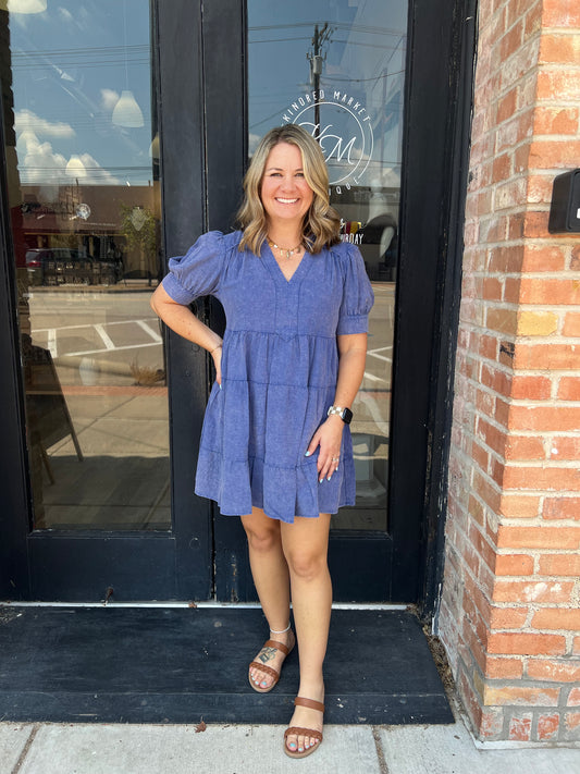 Rachel Denim Tiered Mini Dress