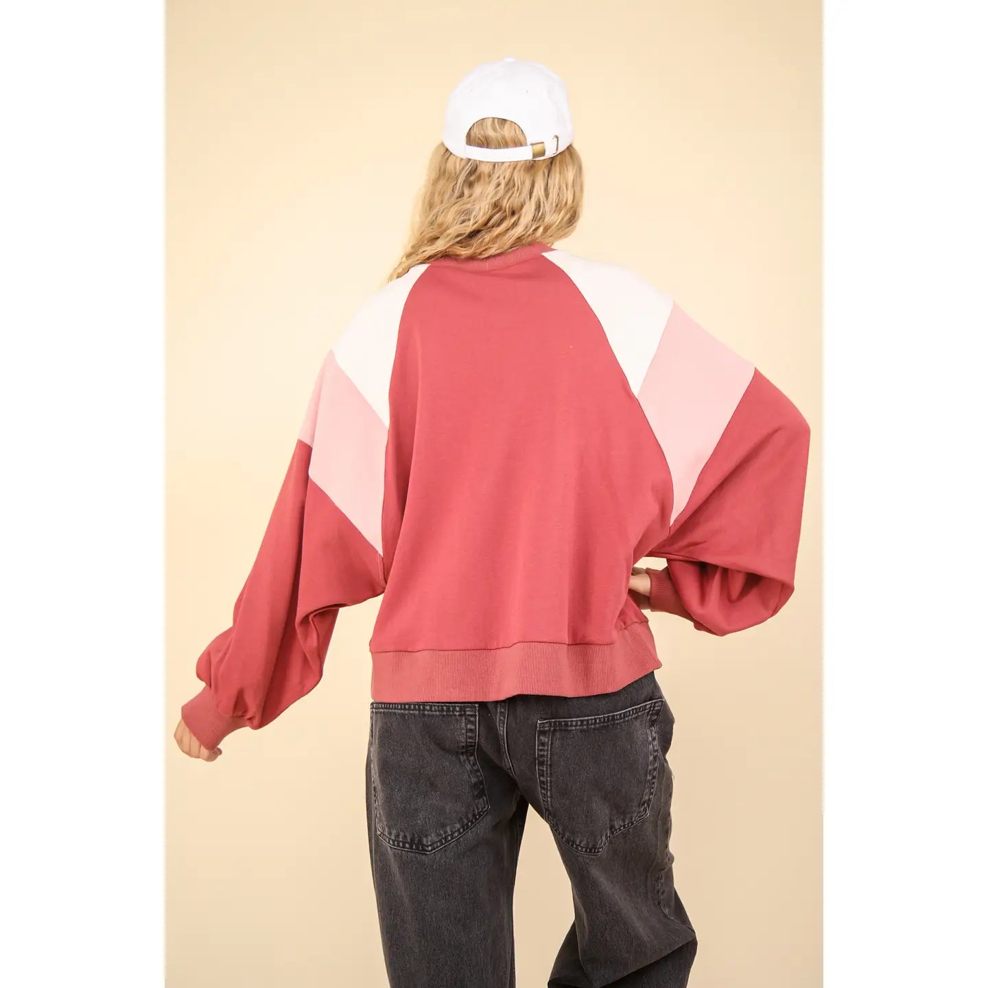 Novie Color Block Pink Sweatshirt