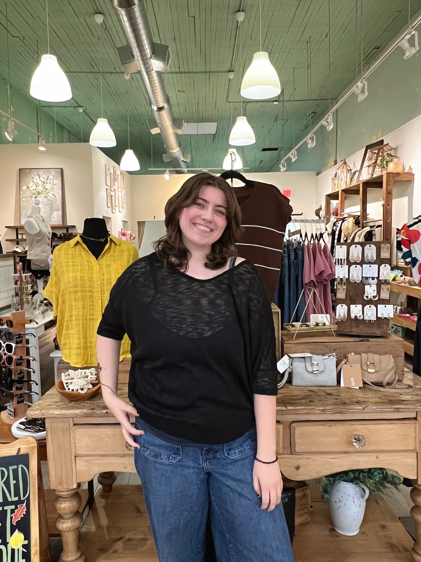 Emily Black Knit Short Sleeve Top