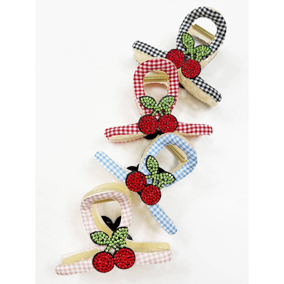 Cherry Patch on Gingham Fabric Hair Claw