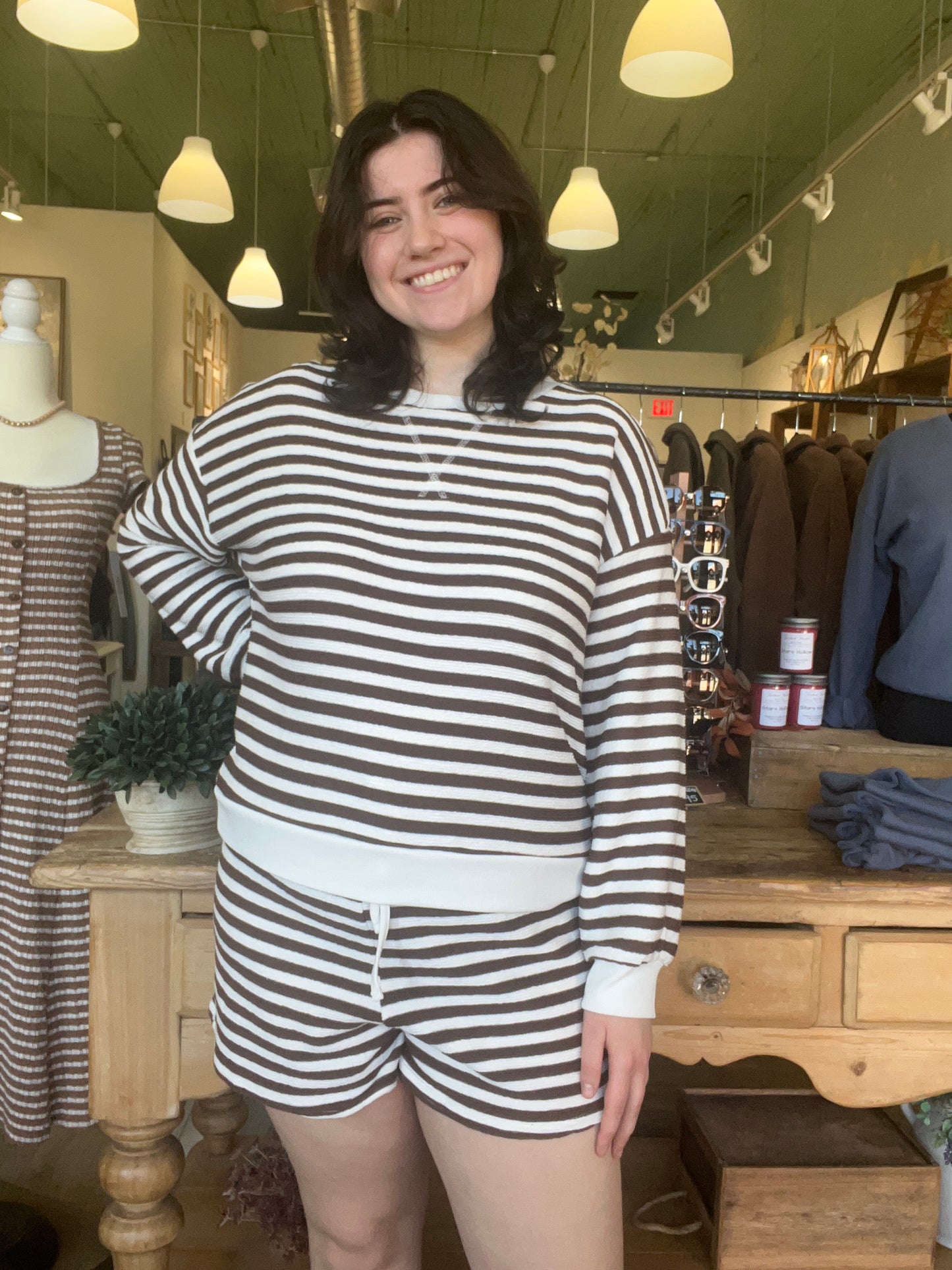 Talia Stripe Lounge Shorts - Set Bottoms