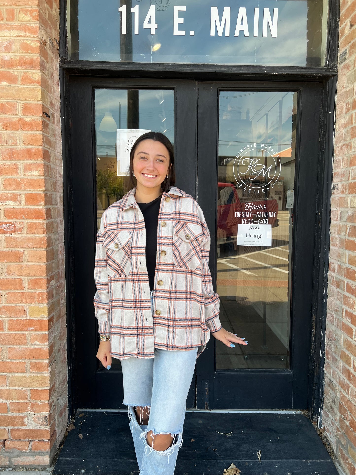 Shayla Beige Flannel Shacket