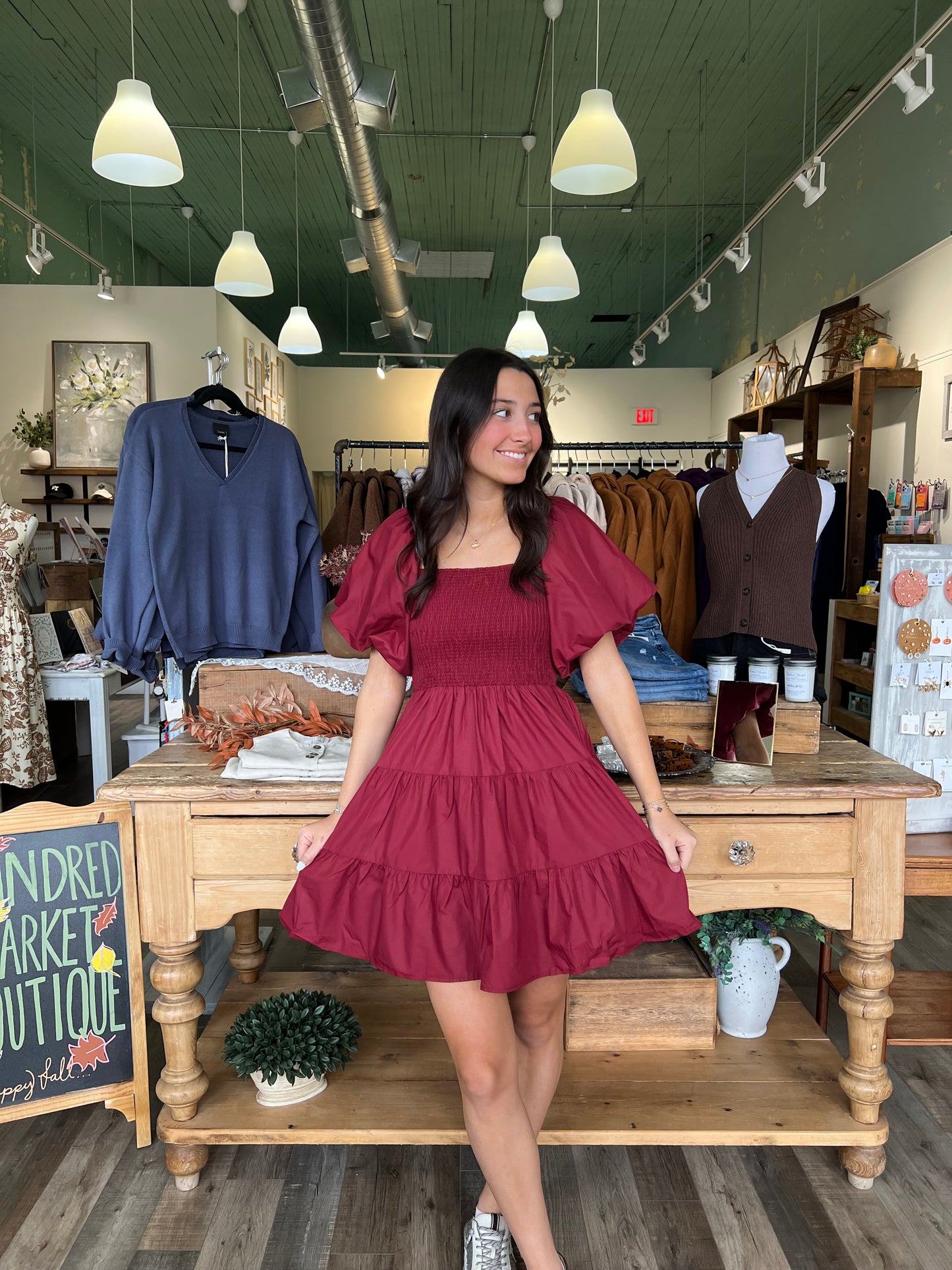 Dahlia Red Tiered Mini Dress