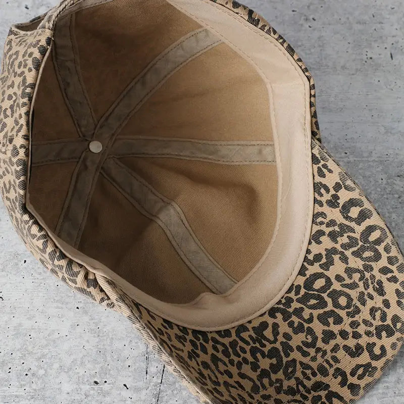 Leopard Distressed Cotton Baseball Cap