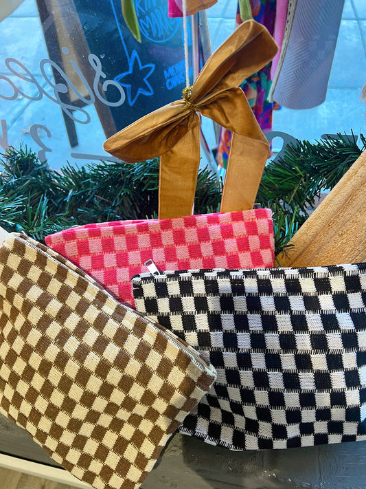 Checkered Cosmetic Bag