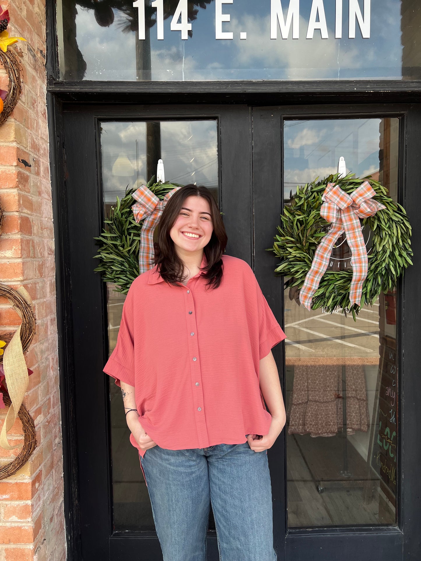 Lily Terracotta Button Down