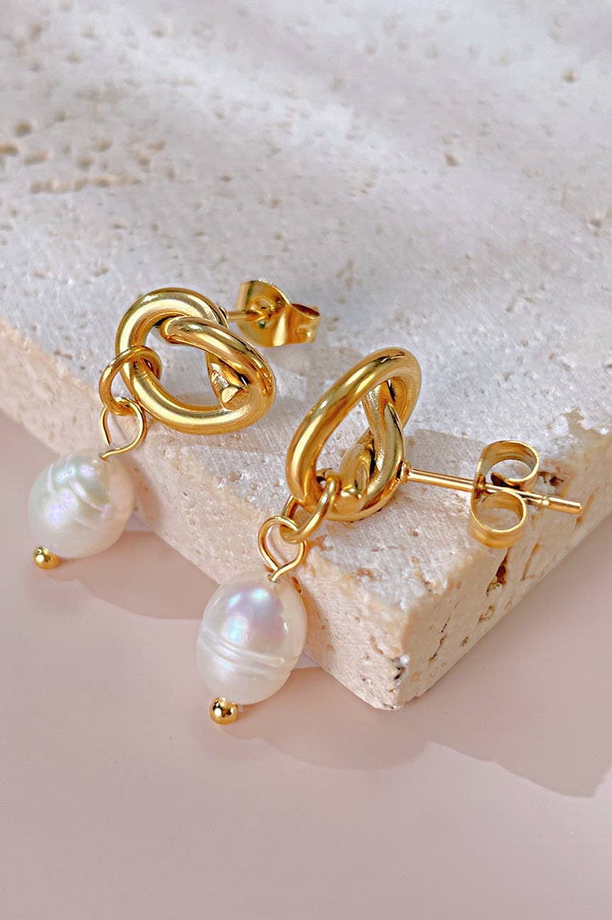 18K STAINLESS STEEL TARNISH FREE PEARL DROP EAR
