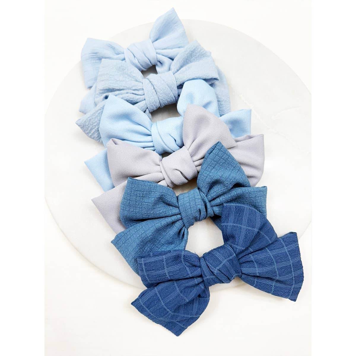 Blue Shade Double Layer  Bow Hair Clips