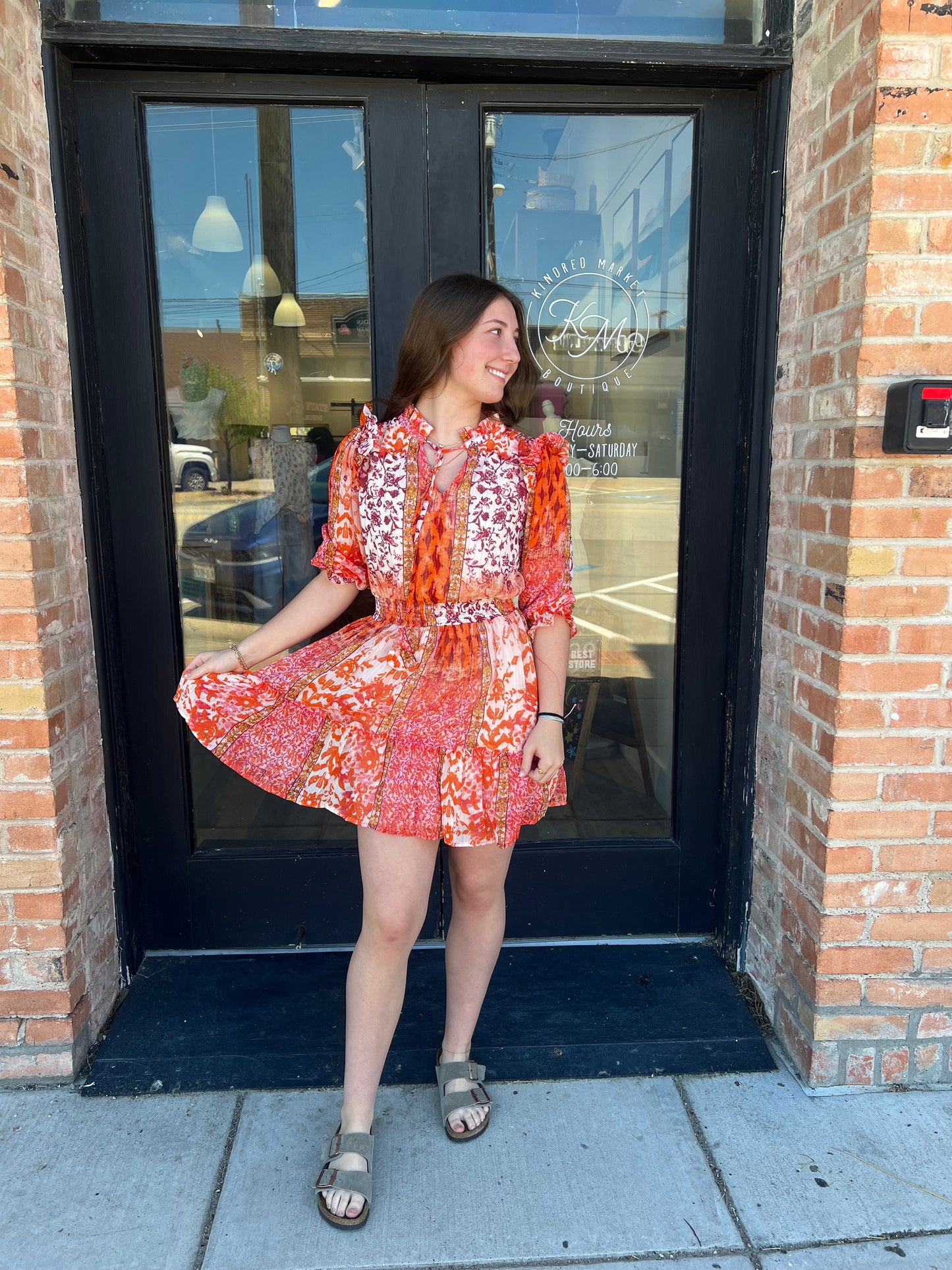 Kelly Rust Patterned Mini Dress