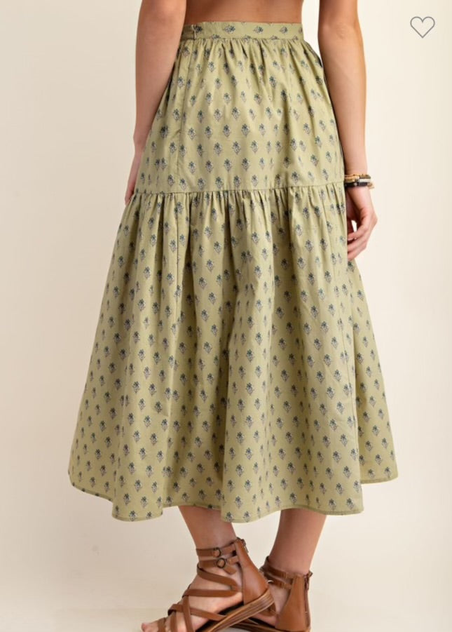 Ruth Flower Print Midi Skirt