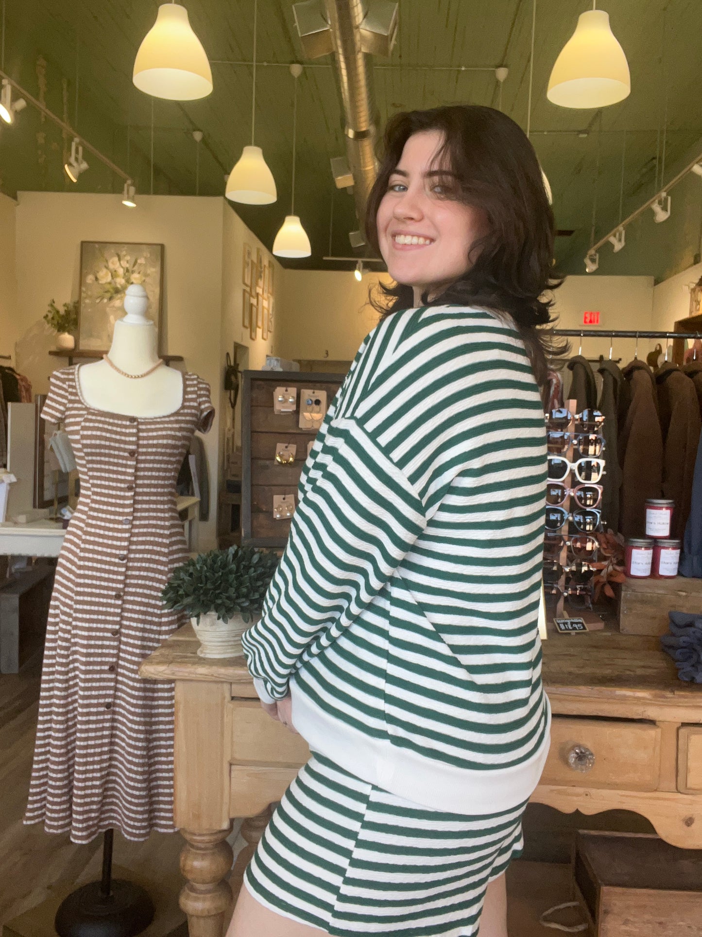 Talia Stripe Longsleeve Sweatshirt - Set Top