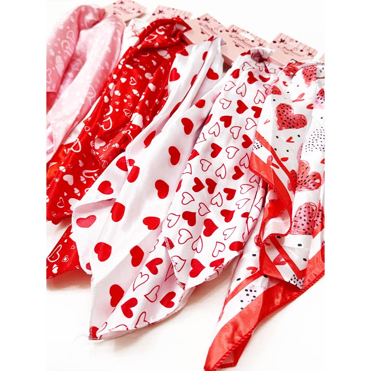 Multiuse Heart Print Satin Scarf