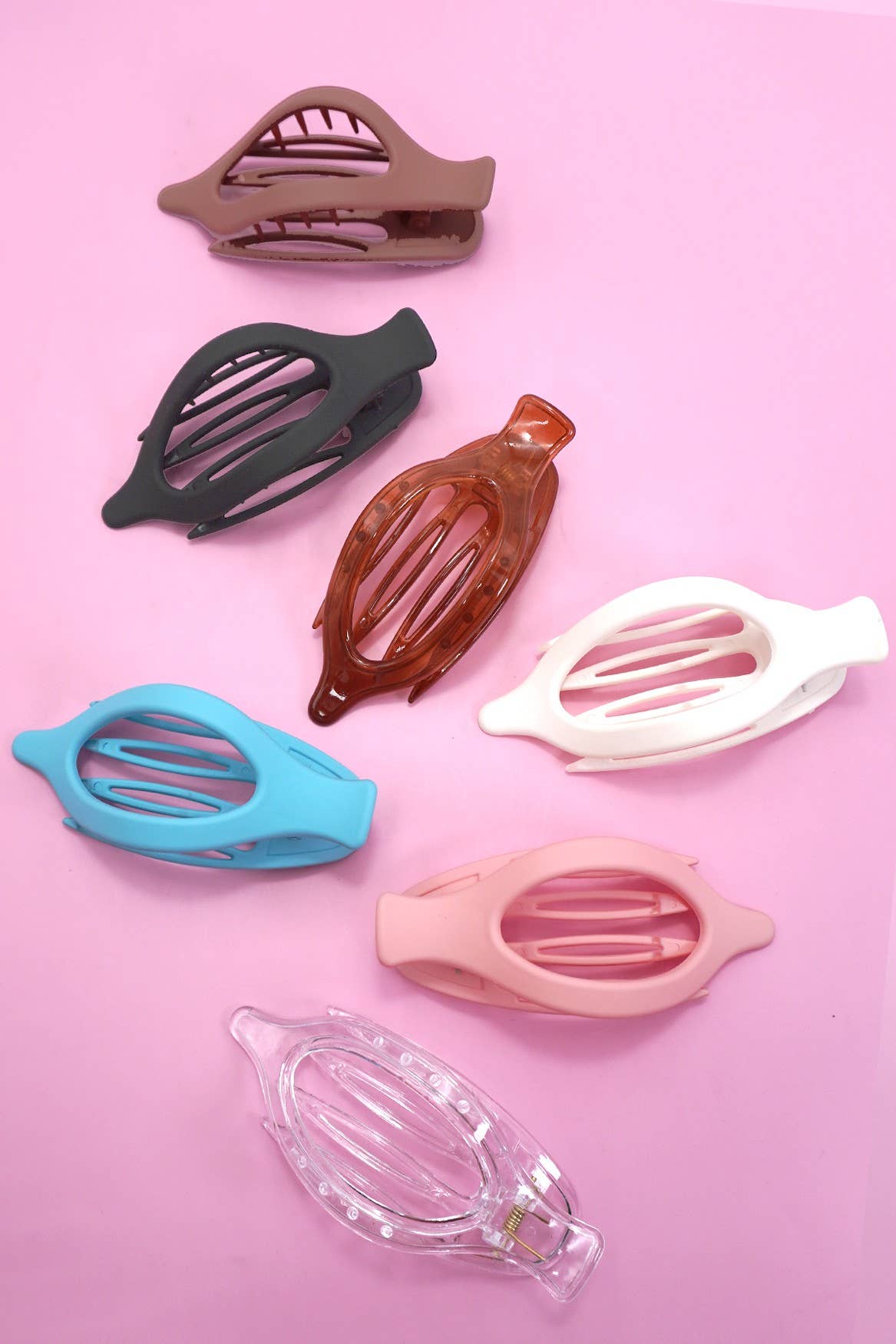 OVAL LAY DOWN FLAT HAIR CLAW CLIPS