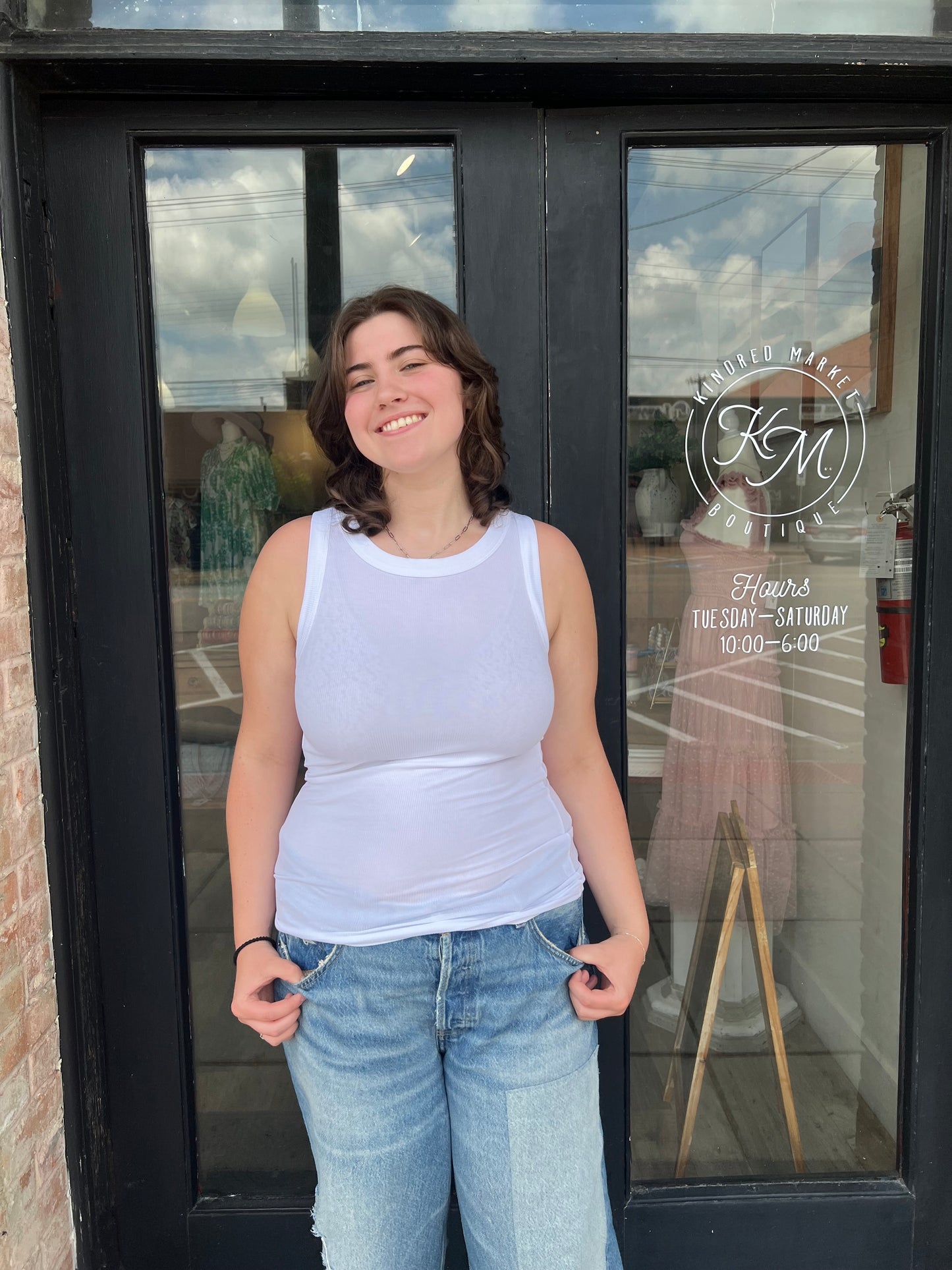 Elise White Ribbed Tank Top
