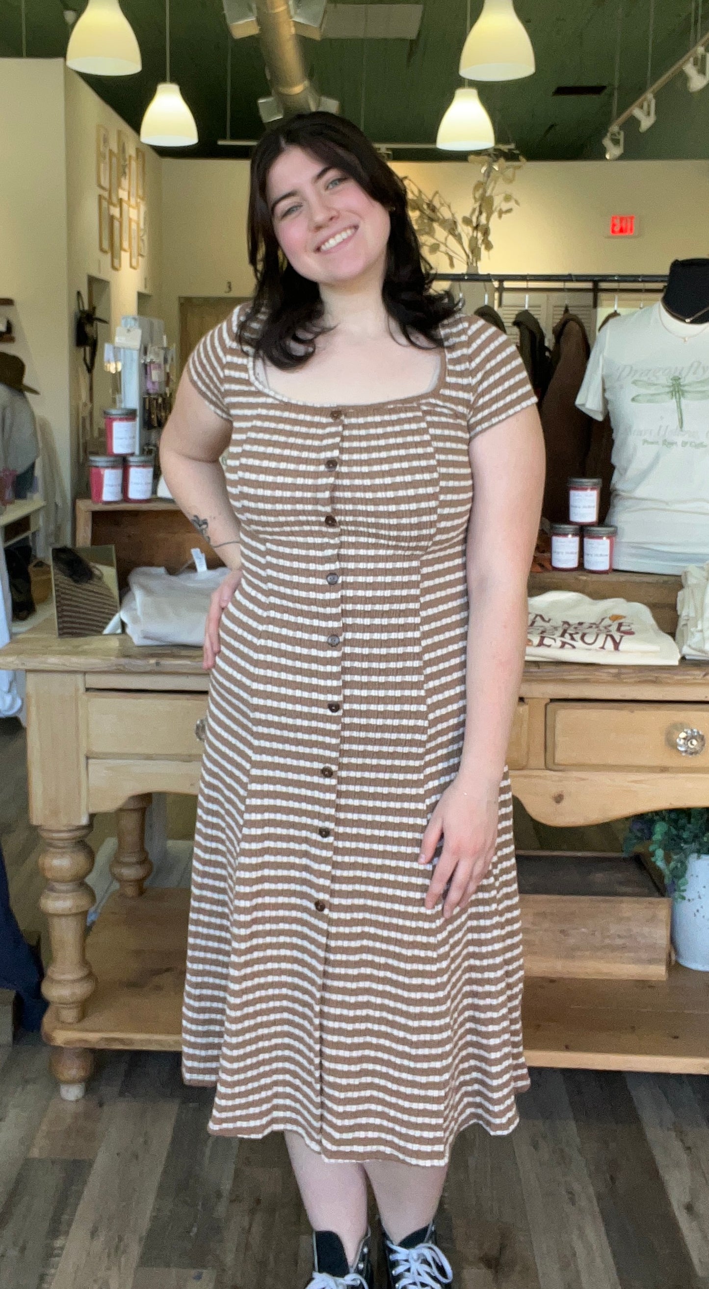 Grace Taupe Stripe Maxi Dress