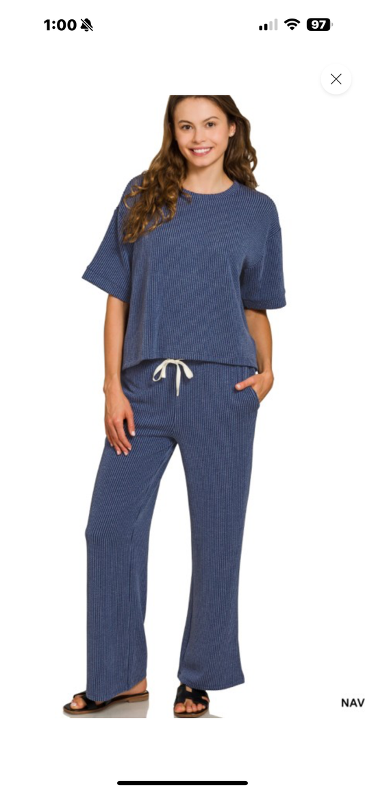 Catalina Ribbed Lounge Pants - Set