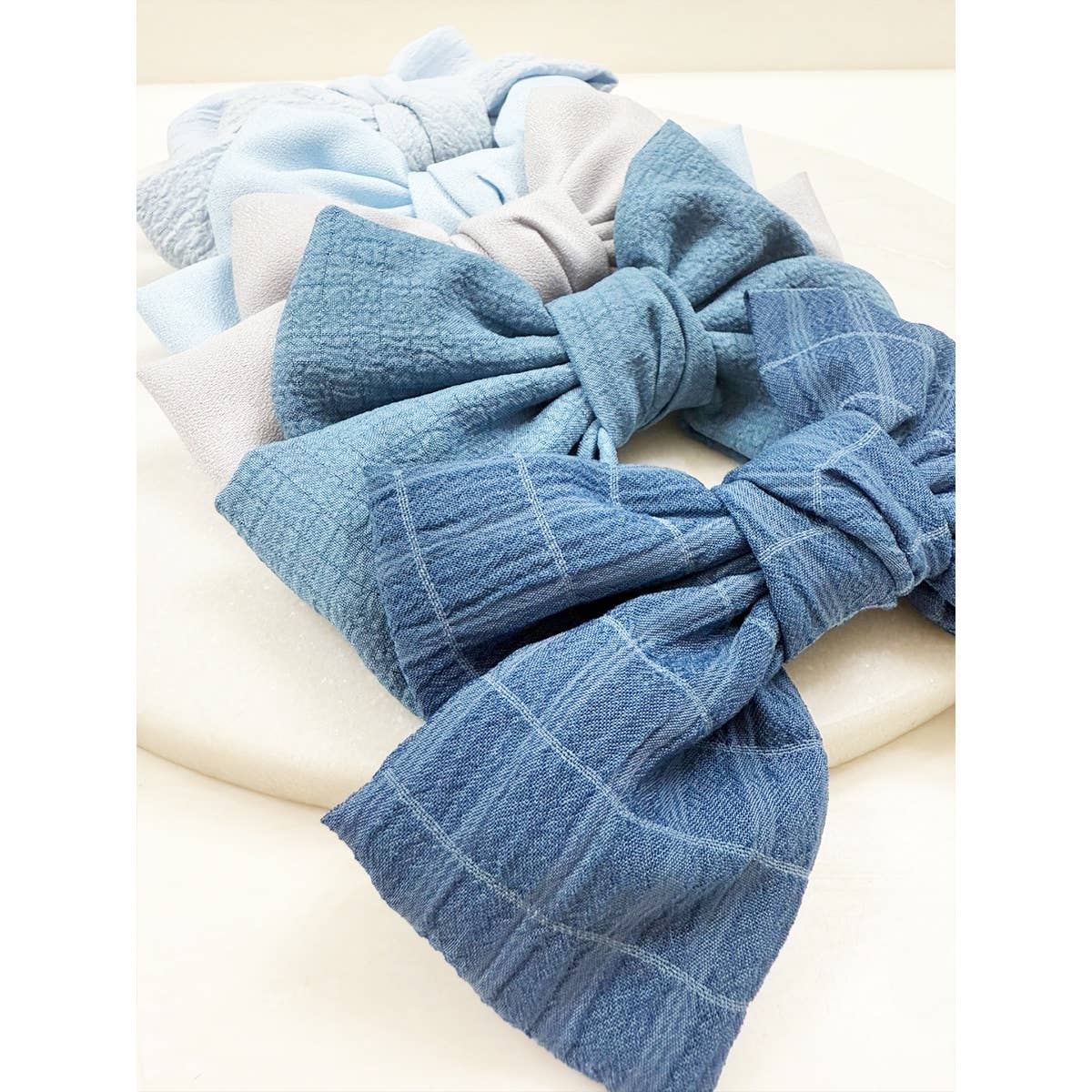 Blue Shade Double Layer  Bow Hair Clips