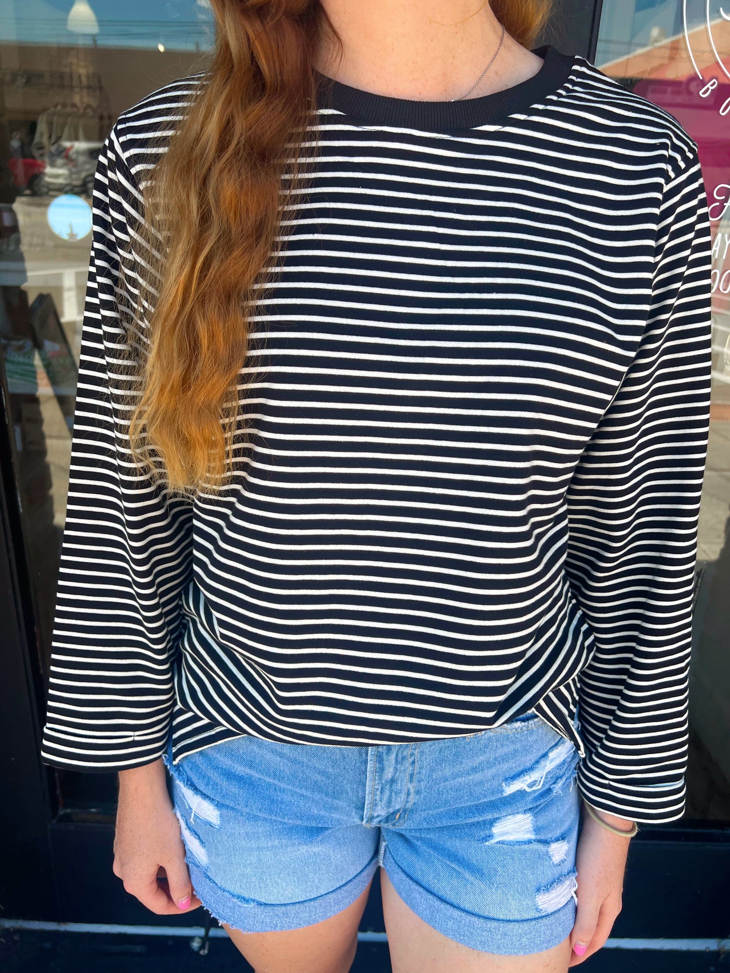 Teresa Black and White Stripe Long Sleeve