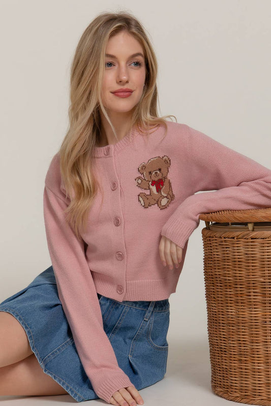 Katie Round Neck Embroidery Sweater Cardigan