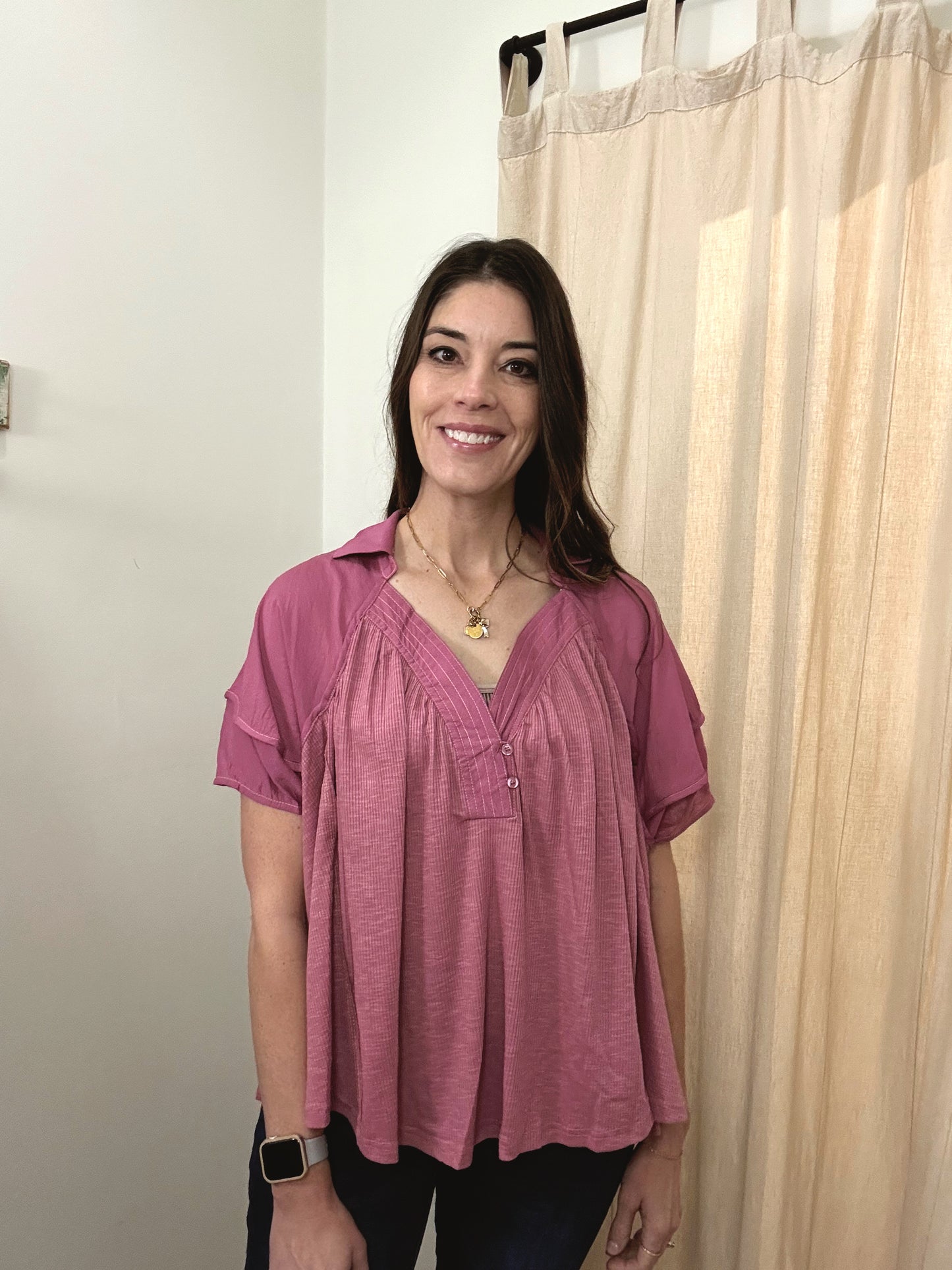 Marlene Berry V-Neck Top