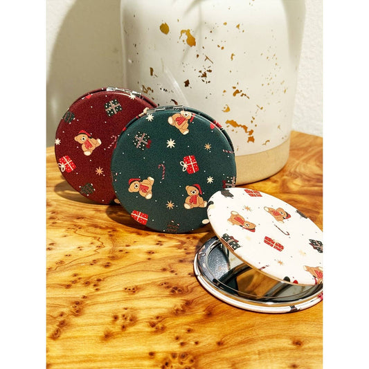 Christmas Santa Bear Double Sided Cosmetic Mirror