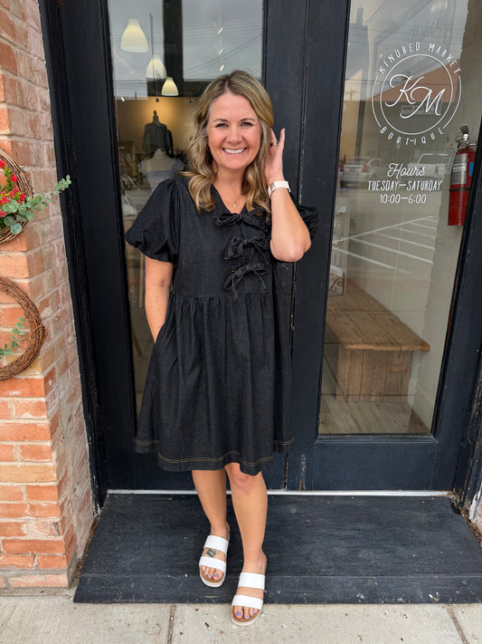 Joanie Black Mini Denim Dress