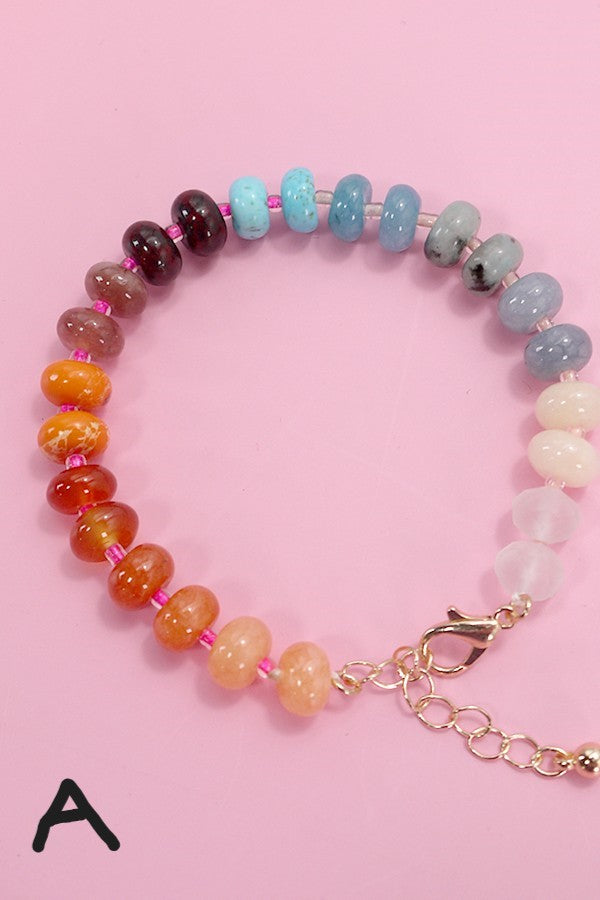 Natural Agate Glass Bead Bracelet