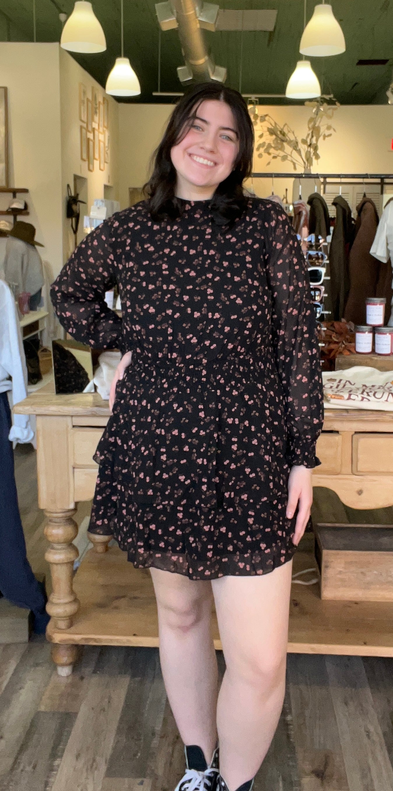 Anna High Neck Ruffle Mini Dress