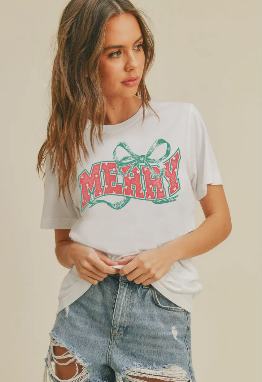 Natalie Christmas Bow Graphic Tee