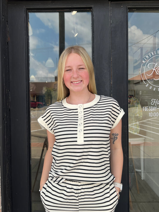 Haley Stripe Henley Top