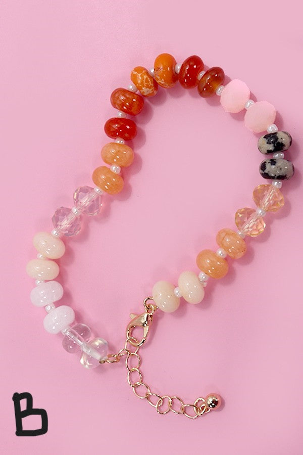 Natural Agate Glass Bead Bracelet