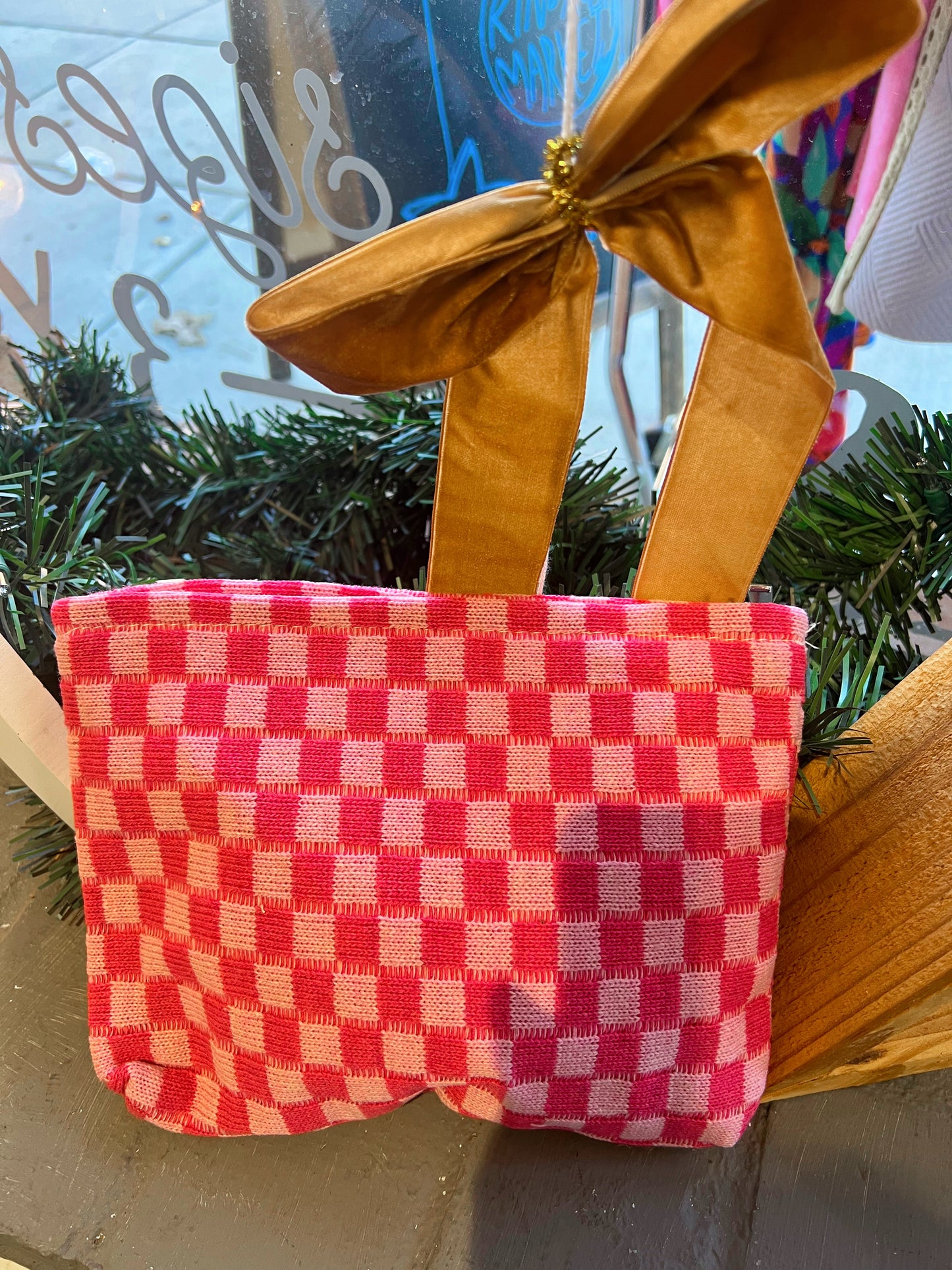 Checkered Cosmetic Bag